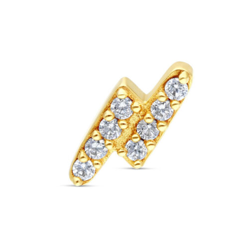 Goldener Blitz-Aufsatz mit klaren Kristallen auf weißem Hintergrund