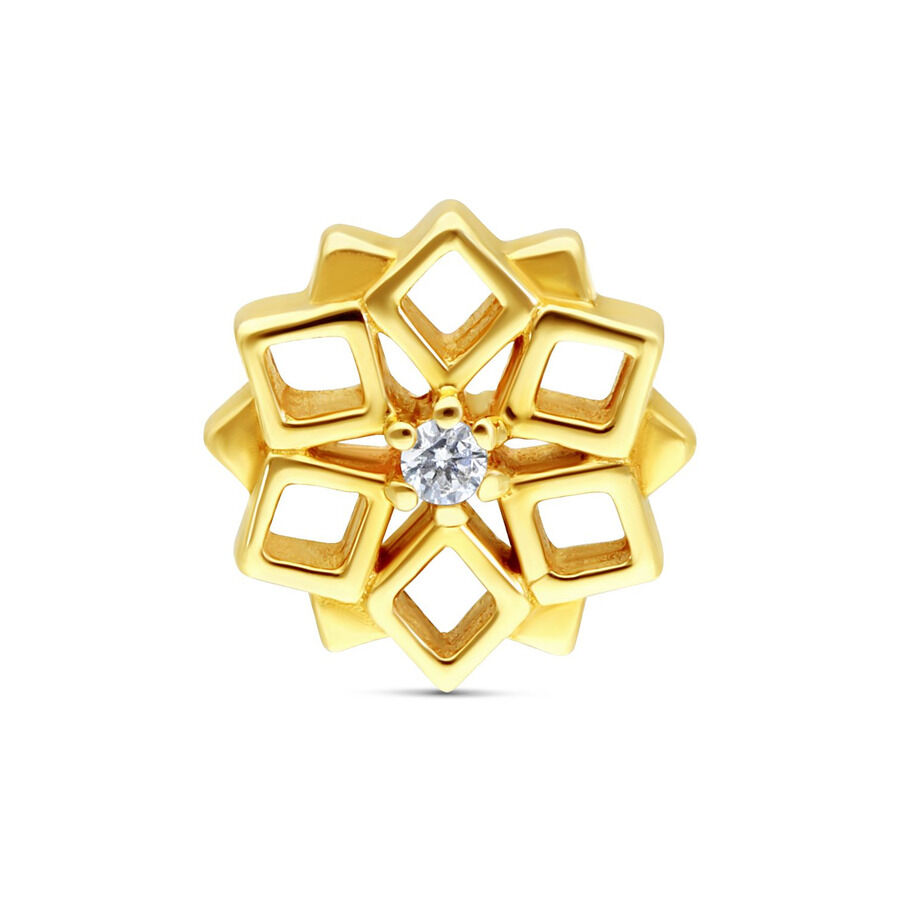 Goldener Kaleidoskop Aufsatz aus 14K Gold mit klarem Kristall auf weißem Hintergrund