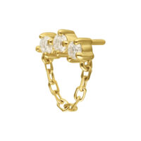 Goldener Aufsatz mit Moissanitsteinen und Kette auf weißem Hintergrund