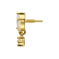 14K Gold Moissanit Aufsatz seitlich Seitliche Ansicht eines goldenen Moissanit Lotus Aufsatzes mit Innengewinde auf weißem Hintergrund