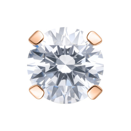 Roségoldener Prong Set Aufsatz mit klarem Kristall, Kugelgröße 2,5 mm