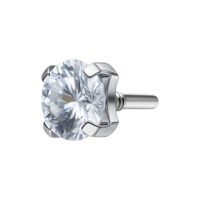 Silberner Labret-Aufsatz mit klarem Kristall auf weißem Hintergrund