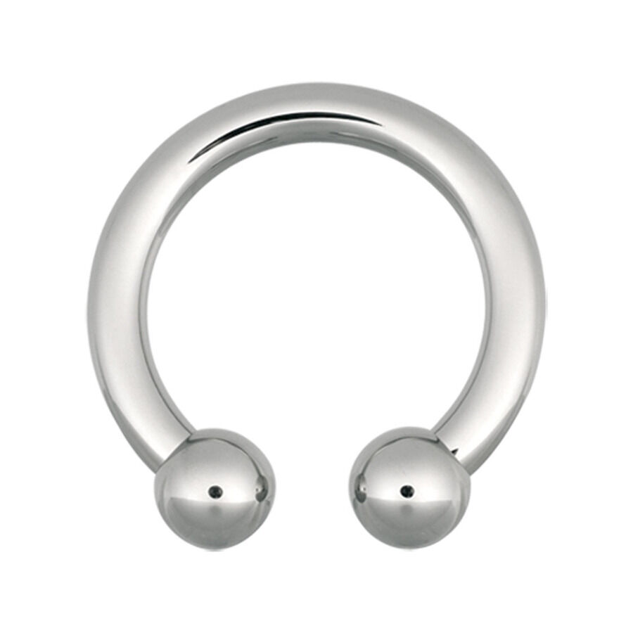 Silberner Circular Barbell mit Kugeln auf weißem Hintergrund