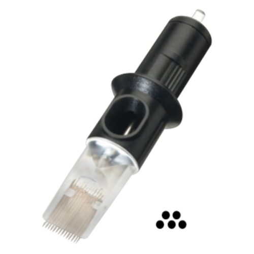 Schwarzer Nadelkopf mit 5 Nadeln und 0.35 mm Stärke auf weißem Hintergrund