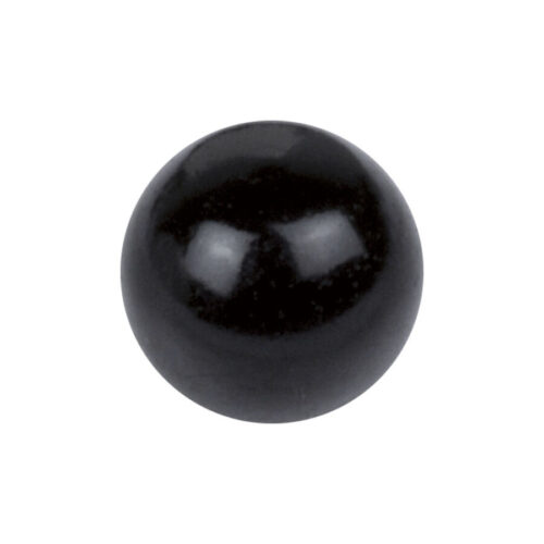 Schwarze Acrylkugel, glatt, reflektierend auf weißem Hintergrund