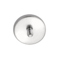 Silberner Titan Micro Disc Piercingaufsatz Silberner Micro Disc Piercingaufsatz aus Titan mit Außengewinde vor weißem Hintergrund