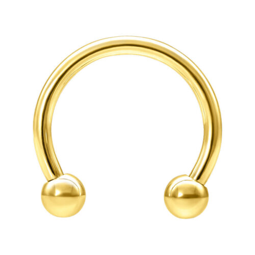 Goldener Circular Barbell aus Chirurgenstahl mit zwei Kugeln auf weißem Hintergrund