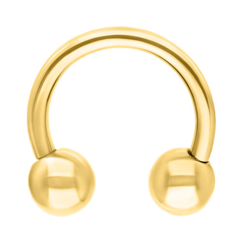 Goldener Circular Barbell aus Titan auf weißem Hintergrund