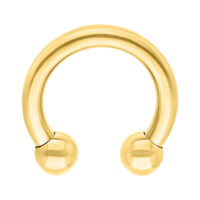 Goldener Circular Barbell mit 10mm Innendurchmesser und 6mm Kugeln auf weißem Hintergrund