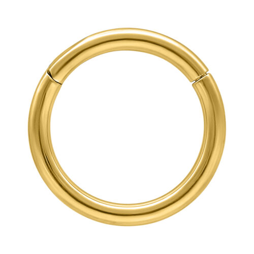 Goldener Titan Hinged Ring mit 0,8 mm Stärke und 5,0 mm Innendurchmesser auf weißem Hintergrund