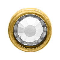 Goldfarbener Titan-Nasenstecker mit klarem Kristall auf weißem Hintergrund