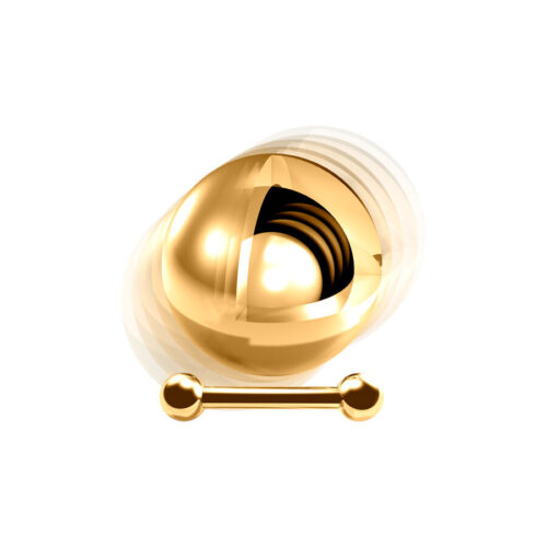 Goldene Titan-Barbell mit runden Kugeln auf weißem Hintergrund