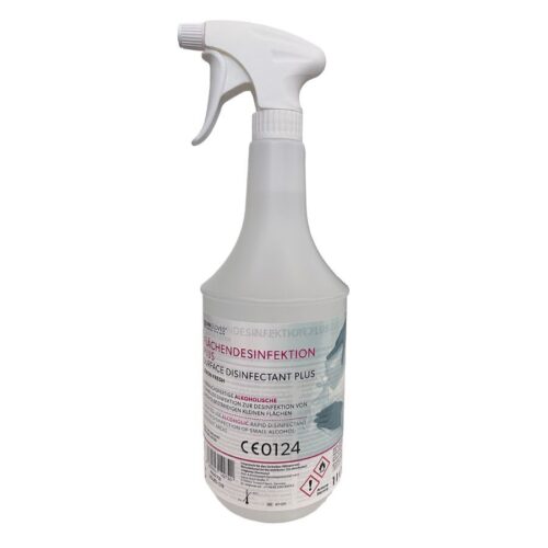 Sprühflasche mit Wischdesinfektion Lemon Fresh auf weißem Hintergrund