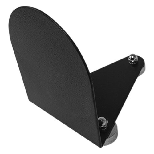 Schwarzer Atom Mount mit dreieckiger Basis und seitlicher Halterung auf weißem Hintergrund