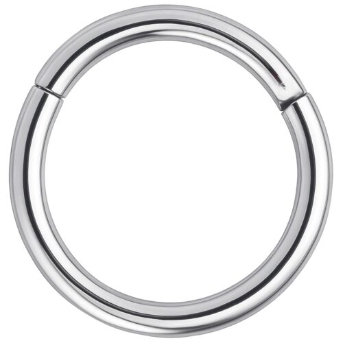 Silberner Segmentring aus Chirurgenstahl auf weißem Hintergrund