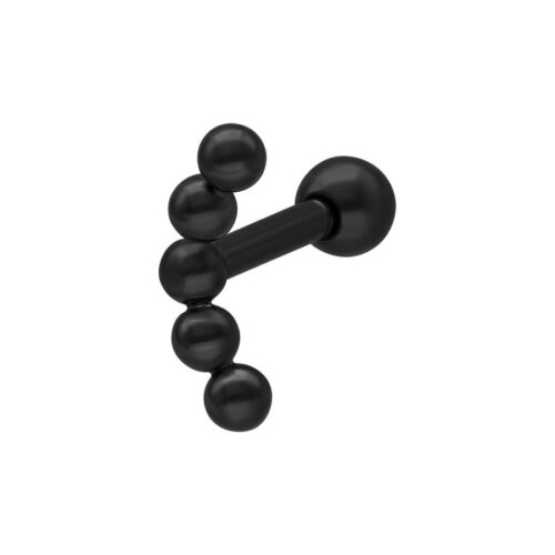 Schwarzer Ohr Barbell aus Titan mit Kugeln auf weißem Hintergrund