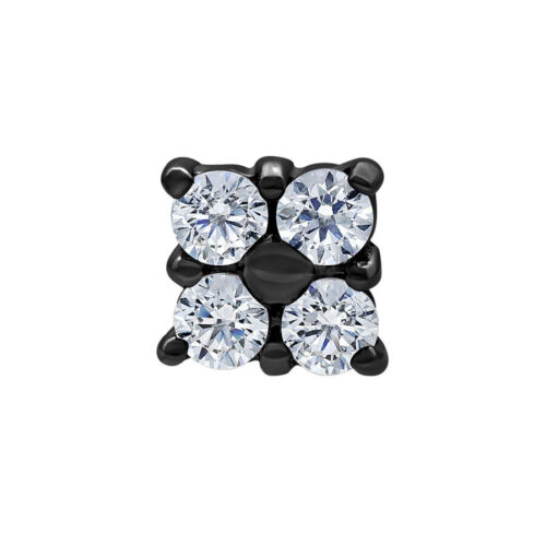 Schwarzer Metallaufsatz mit klaren Kristallen auf weißem Hintergrund