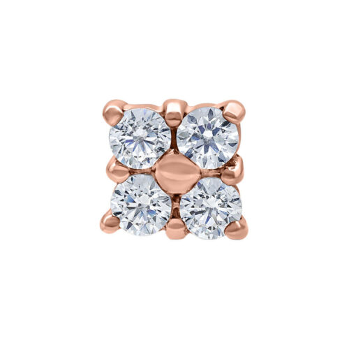 Roségoldfarbener Aufsatz mit vier klaren Kristallen, Ansicht von vorne