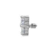 Silberner Piercingaufsatz mit klaren Kristallen und Außengewinde, Studiohintergrund