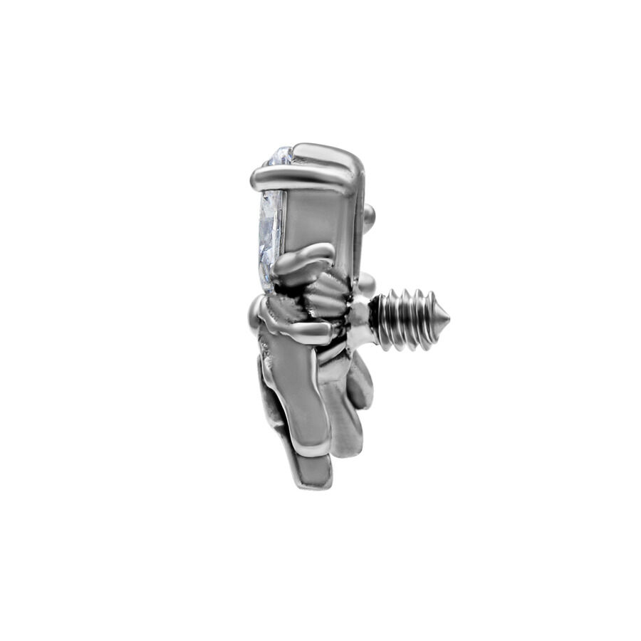 Silberner Spider Aufsatz mit 0,8 mm Gewinde Silberner Spider Aufsatz aus Chirurgenstahl mit Kristall und Außengewinde