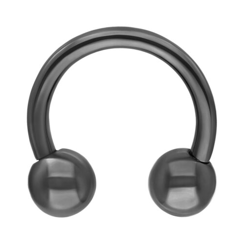 Schwarzer Circular Barbell aus Titan mit zwei Kugeln auf weißem Hintergrund