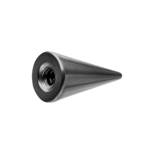 Schwarzer Kegel aus Chirurgenstahl mit Innengewinde auf weißem Hintergrund