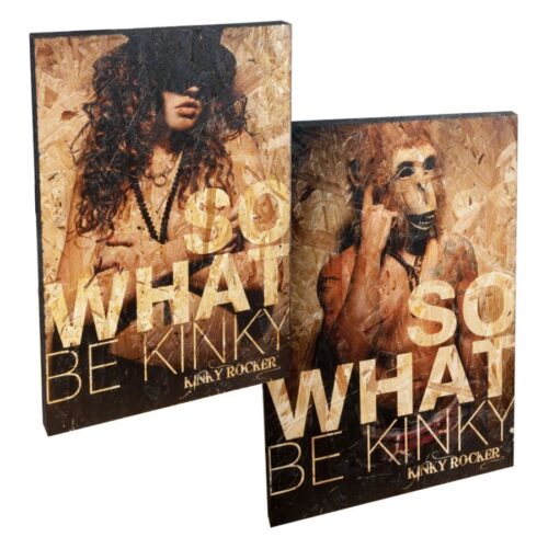 Holzschild im Kinky Rocker Stil, brauner Hintergrund, freches Design