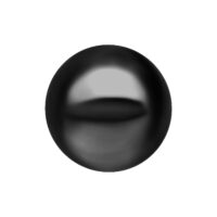 Schwarze Titan-Kugel mit Außengewinde auf weißem Hintergrund, 6 mm