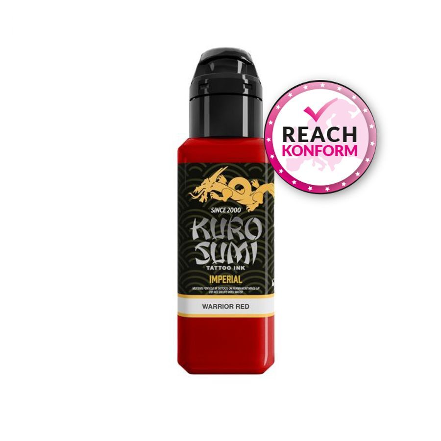 Rote Kuro Sumi Tattoofarbe Flasche mit Reach Konform Logo