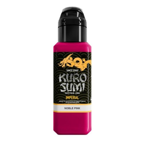 Flasche Kuro Sumi Tattoo Tinte in kräftigem Pink auf weißem Hintergrund