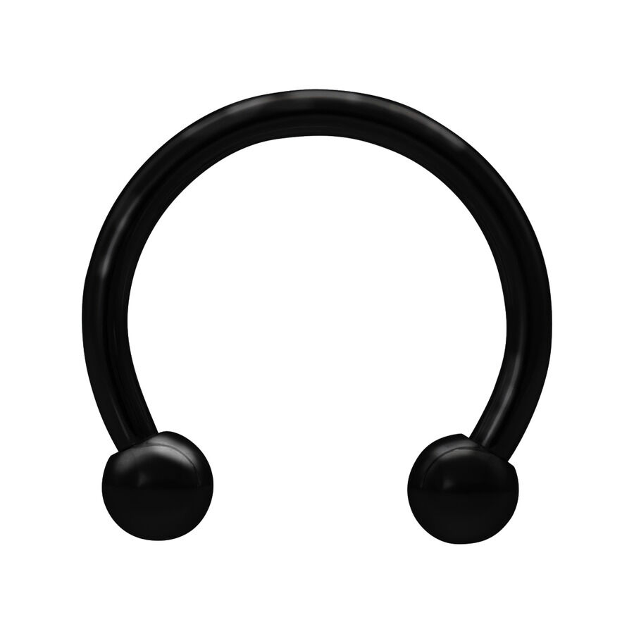 Schwarzes Circular Barbell aus Chirurgenstahl, 1,6 mm Stärke, 9,0 mm Innendurchmesser, 4,0 mm Kugelgröße