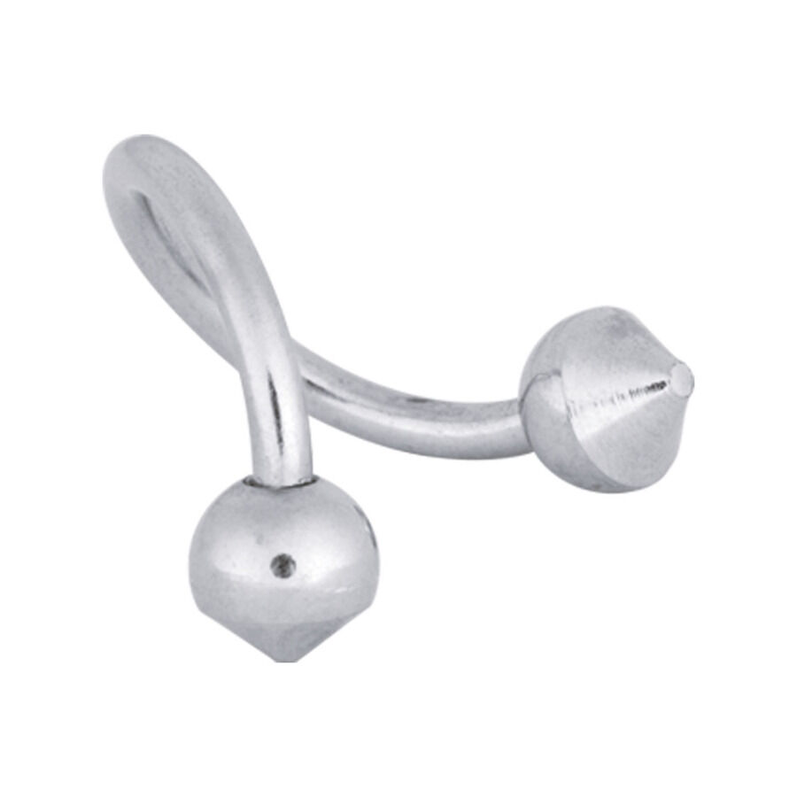 Silberne Minarette Body Spirale Piercing Silberne Body Spirale aus Chirurgenstahl mit Außengewinde auf weißem Hintergrund