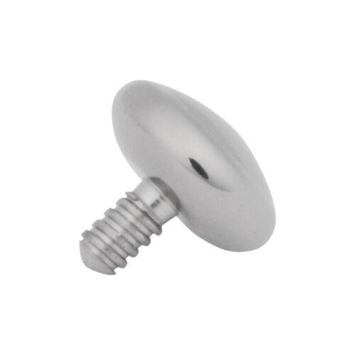 Silberner Mini Disc Aufsatz aus Titan mit Außengewinde auf weißem Hintergrund
