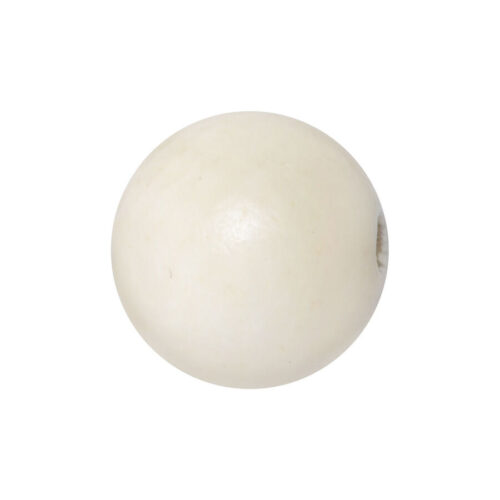 Weiße, runde Kugel aus Knochen mit Innengewinde auf weißem Hintergrund