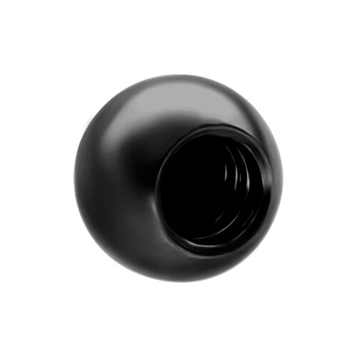 Schwarze Kugel aus Chirurgenstahl 316L mit Innengewinde auf weißem Hintergrund