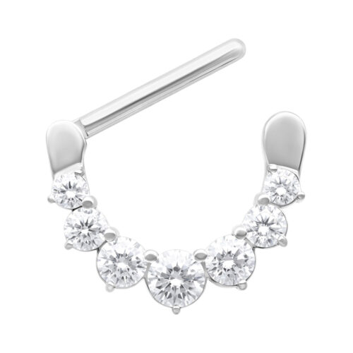 Silberner Nipple Clicker mit klaren Kristallen auf weißem Hintergrund