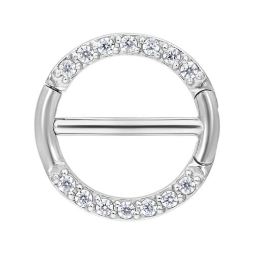 Pave Set Nipple Clicker aus Silber mit klaren Kristallen, 12mm