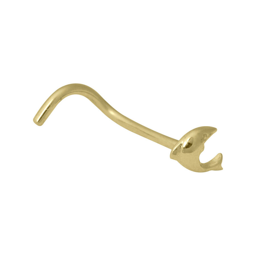 Goldener Nasenstecker in Delphinform auf weißem Hintergrund