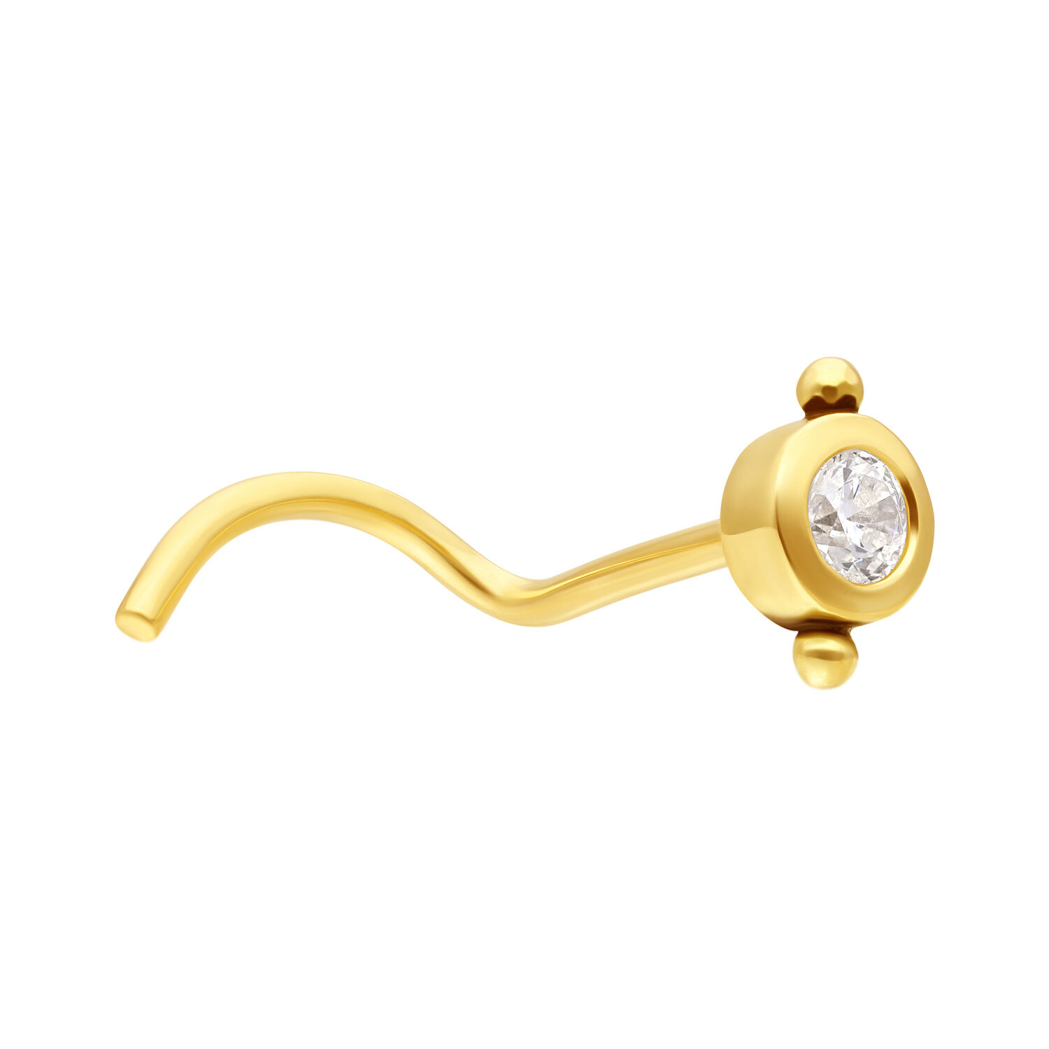 Goldener Nasenstecker mit klarem Kristall auf weißem Hintergrund