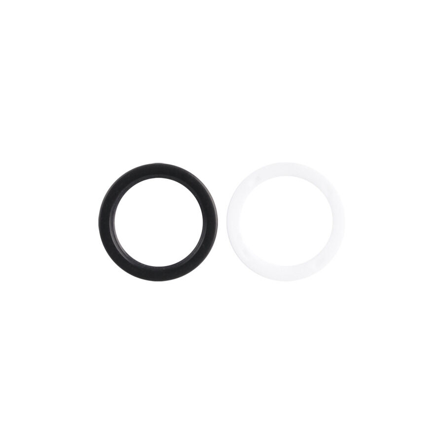 Zwei Tunnel Ersatzringe in Schwarz und Weiß auf weißem Hintergrund