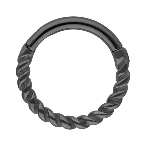 Schwarzer Twisted Rope Clicker aus Chirurgenstahl, 1.2 mm Stärke, 5.0 mm Durchmesser
