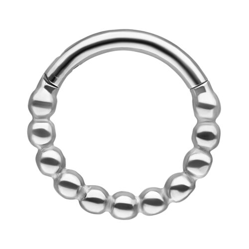 Silberner Piercing-Ring mit Kugel-Design und 6,0 mm Innendurchmesser auf weißem Hintergrund