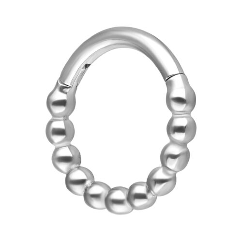 Silberner Ball Chain Clicker mit 6,0 mm Innendurchmesser auf weißem Hintergrund