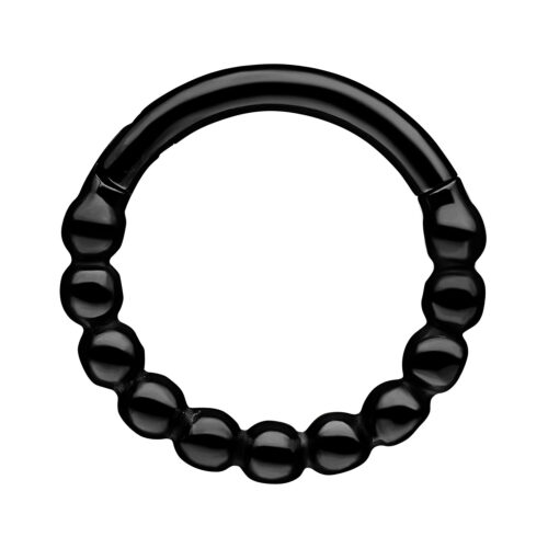 Schwarzer Ball Chain Clicker aus Chirurgenstahl mit 6,0 mm Innendurchmesser auf weißem Hintergrund