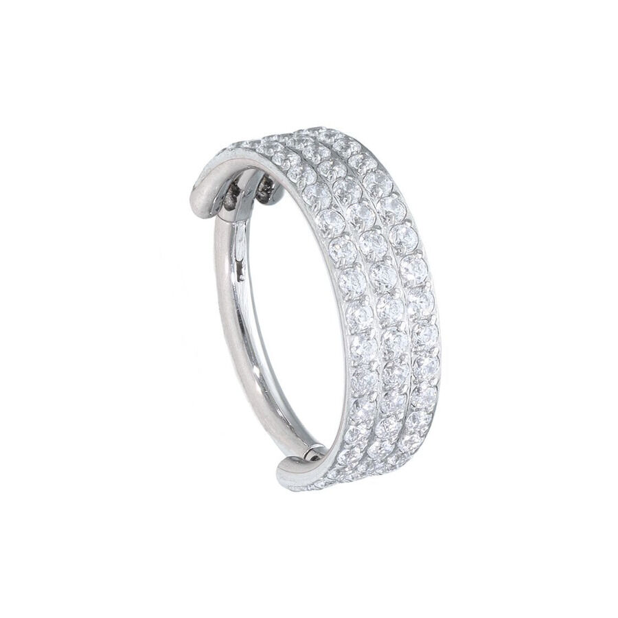 Silberfarbener Piercingring mit Kristallen, 10mm Durchmesser, vor weißem Hintergrund