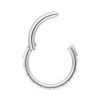 Silberner Angular Crystal Clicker 10 mm Silberner Clicker-Piercingring mit Kristallen, 10 mm, auf weißem Hintergrund