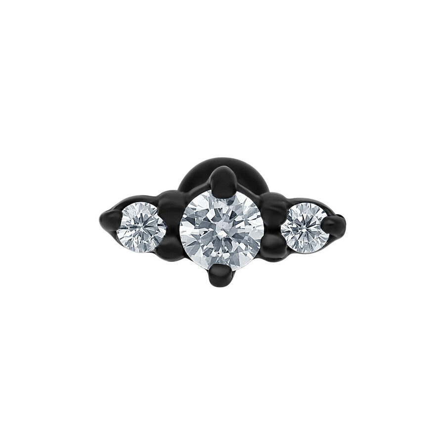 Schwarzer Barbell mit drei klaren Kristallen auf weißem Hintergrund