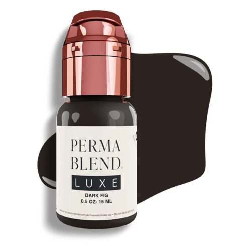 Perma Blend Luxe PMU Ink in Schwarz, Flasche mit 15 ml Inhalt vor weißem Hintergrund