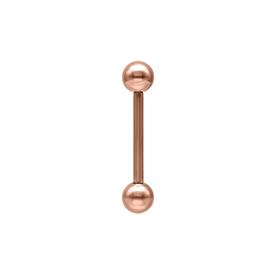Roségoldenes Basic Barbell aus Chirurgenstahl Roségoldenes Barbell mit Außengewinde auf weißem Hintergrund