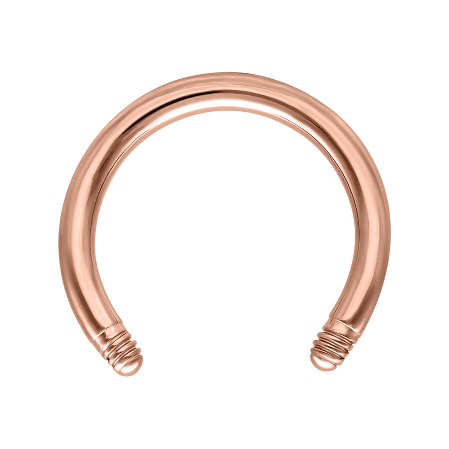 Roségoldenes Circular Barbell aus Titan mit 1,2 mm Stärke auf weißem Hintergrund